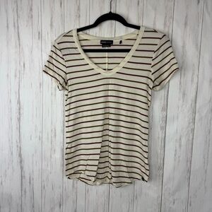 Prana v neck striped cream blouse XS